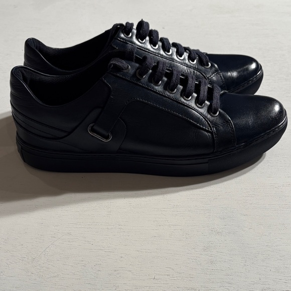 Versace Collection Dark Blue Leather Sneakers - Picture 4 of 9